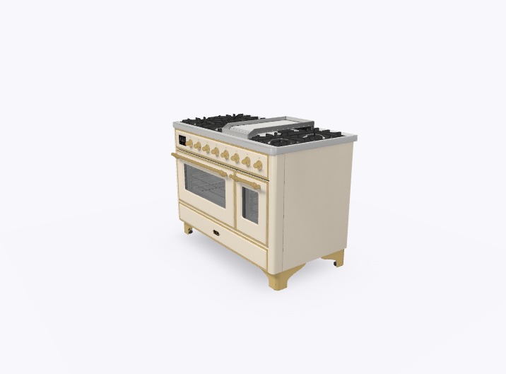 ILVE_UM12FDNS3AWG_Majestic_II_48"_Dual_Fuel_Range_Right_Angle