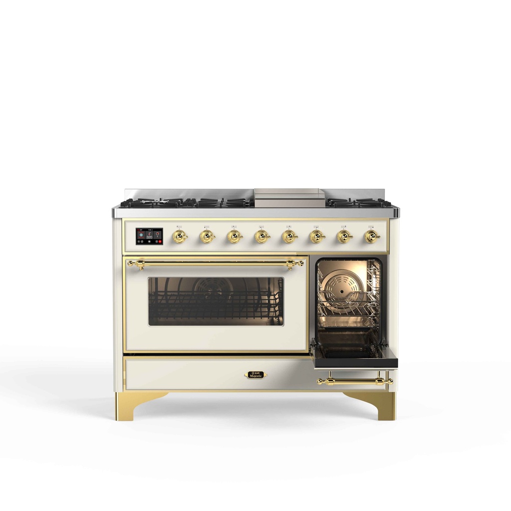 ILVE UM12F Majestic II 48 inch Dual Fuel Range with 8 Burners, Griddle