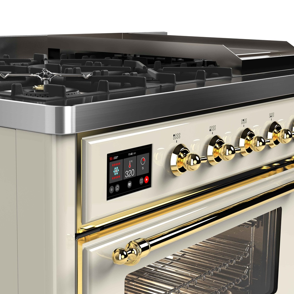 ILVE UM12F Majestic II 48 inch Dual Fuel Range with 8 Burners, Griddle