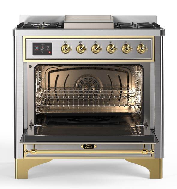 ILVE UM09F Majestic II 36 inch Dual Fuel Range with 6 Burners, Griddle