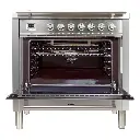 ILVE UPW90FDM Professional Plus I 36 inch Dual Fuel Range with 5 Sealed Burners, Griddle, Rotisserie