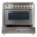 ILVE UPW90FDM Professional Plus I 36 inch Dual Fuel Range with 5 Sealed Burners, Griddle, Rotisserie