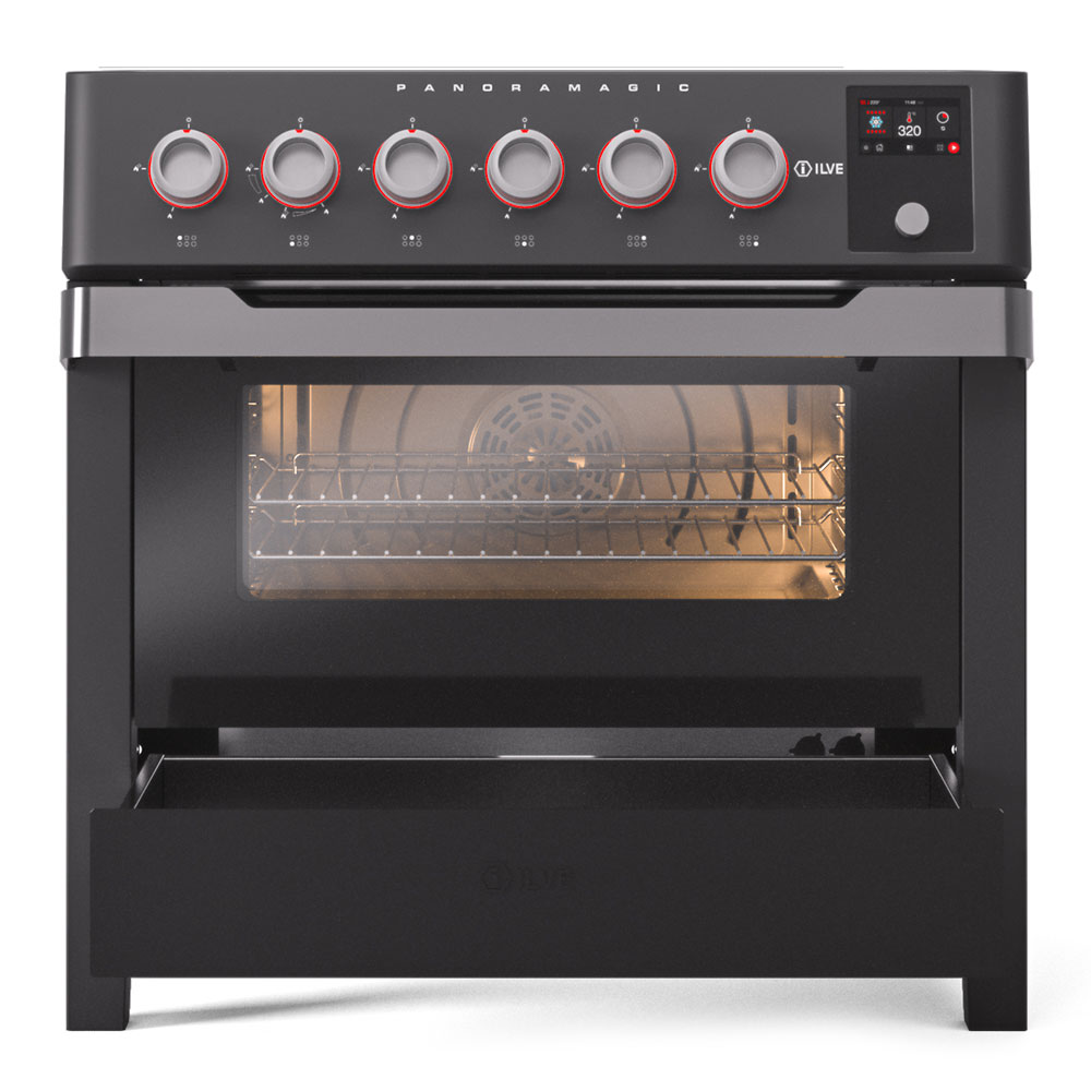 ILVE_UPMI09S3MK_Panoramagic_36"_Induction_Range_drawer_opened
