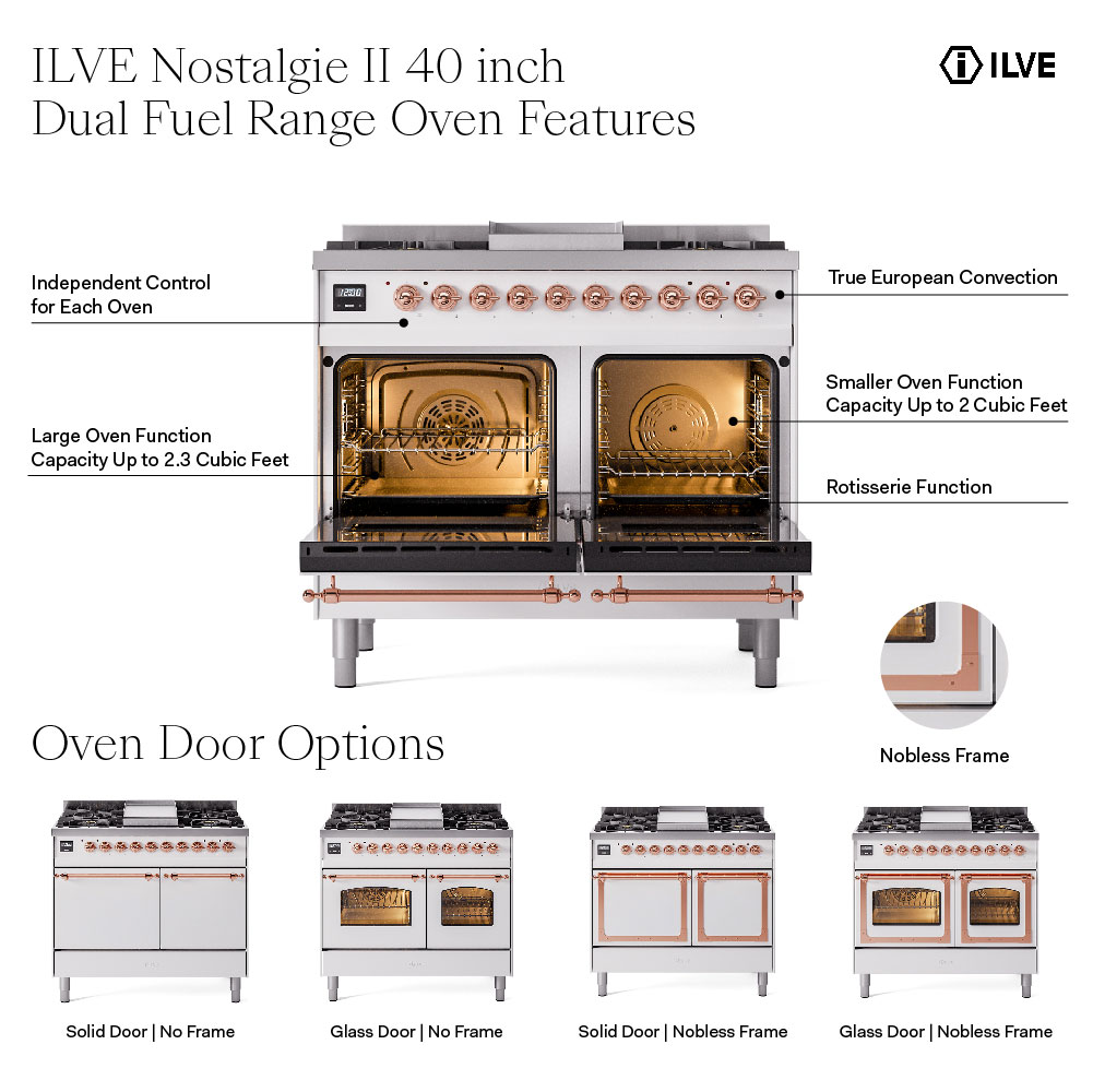 ILVE UND40FNMP Nostalgie II Noblesse 40 inch Dual Fuel Range with 6 Burners