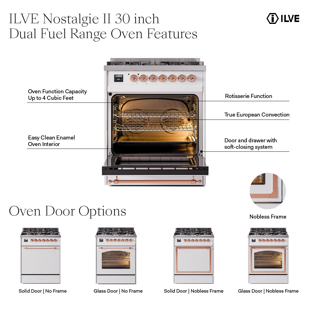ILVE UP30NMP Nostalgie II 30 inch Dual Fuel Range with 5 Burners
