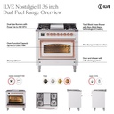 ILVE UP36FNM Nostalgie II 36 inch Dual Fuel Range with 6 Burners and Griddle