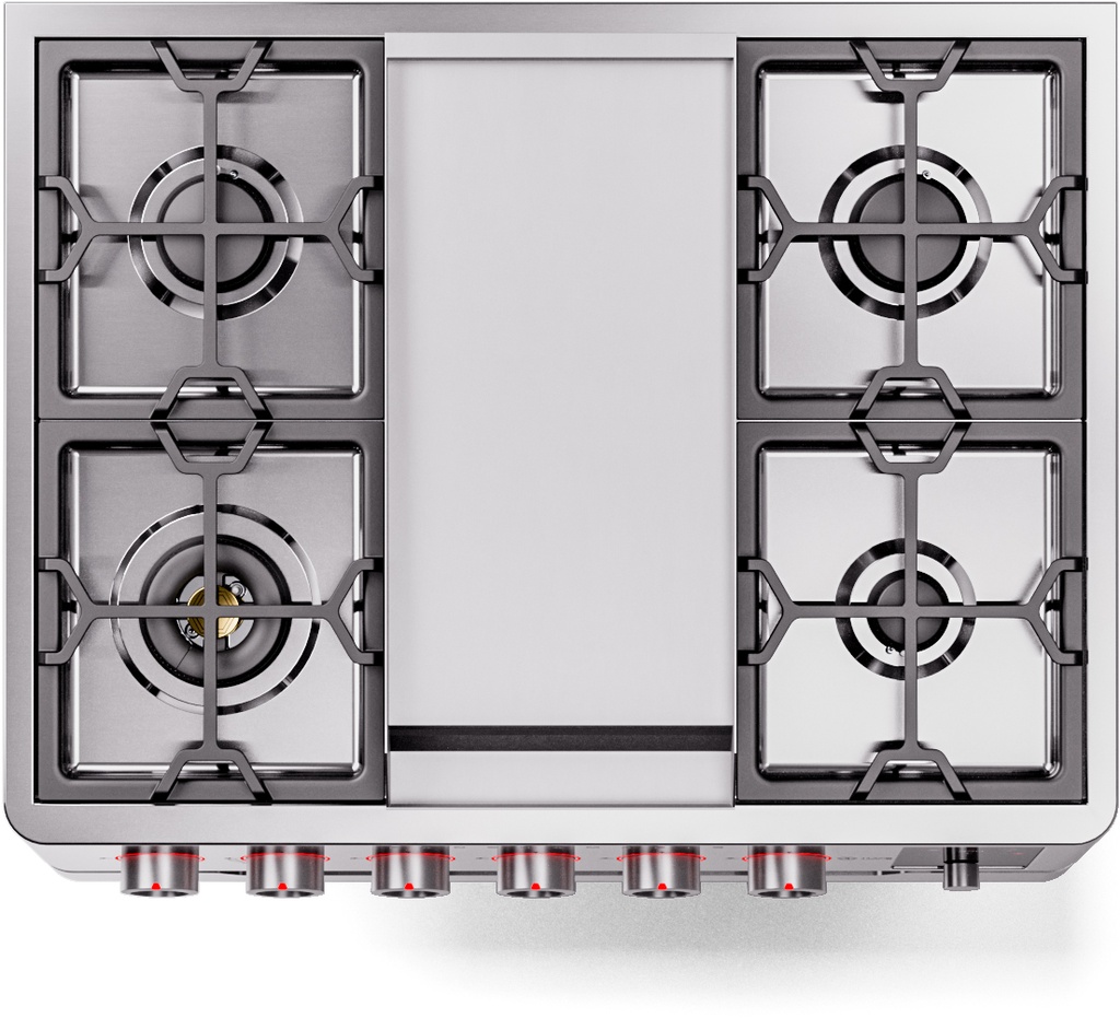 ILVE Panoramagic 36" UPM09FDS3 Dual Fuel Range, cooktop