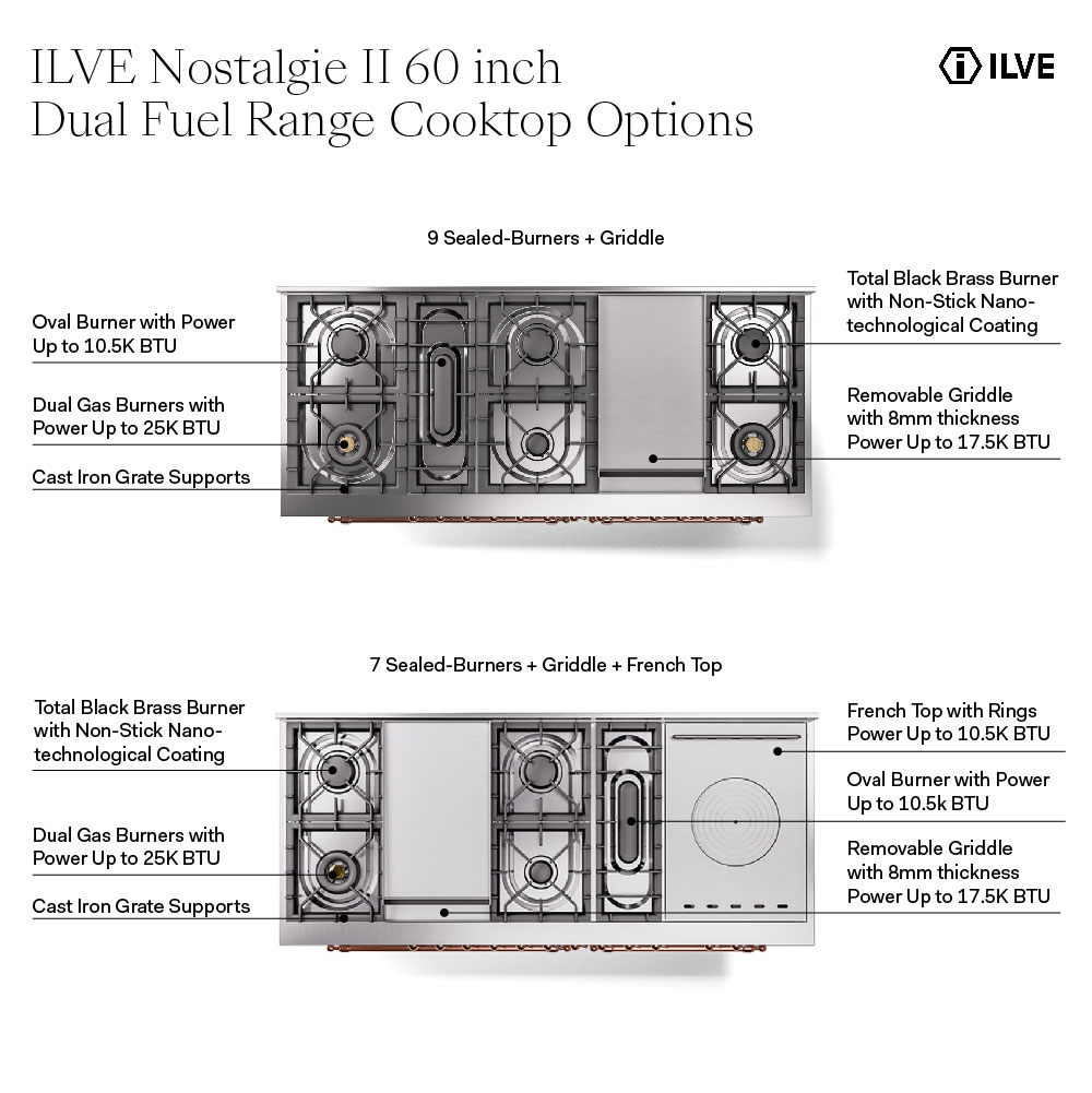 ILVE UN60F Nostalgie II Noblesse 60 inch Dual Fuel Range  