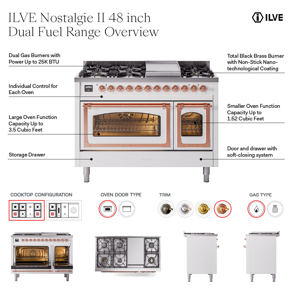 ILVE UP48F Nostalgie II 48 inch Dual Fuel Range