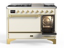 ILVE UM12F Majestic II 48 inch Dual Fuel Range with 8 Black Brass Burners, Griddle