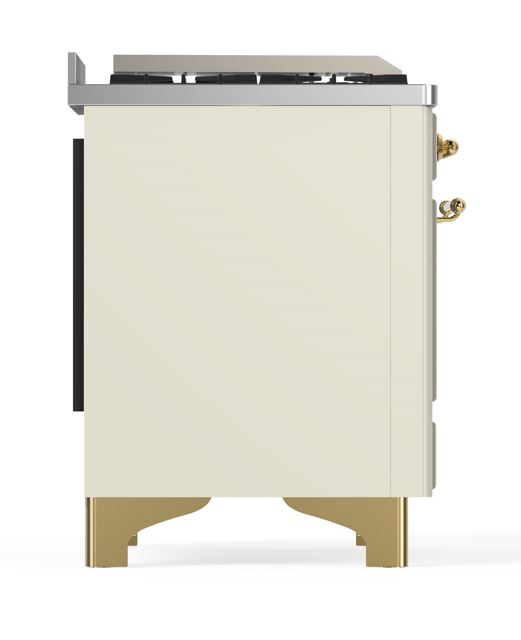 ILVE UM12F Majestic II 48 inch Dual Fuel Range with 8 Black Brass Burners, Griddle