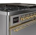 ILVE UM12F Majestic II 48 inch Dual Fuel Range with 8 Black Brass Burners, Griddle