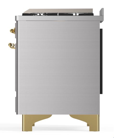 ILVE UM12F Majestic II 48 inch Dual Fuel Range with 8 Black Brass Burners, Griddle