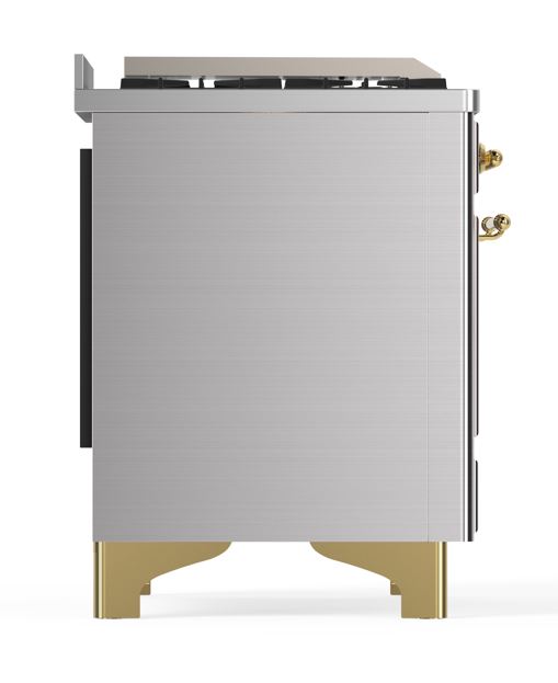ILVE UM12F Majestic II 48 inch Dual Fuel Range with 8 Black Brass Burners, Griddle