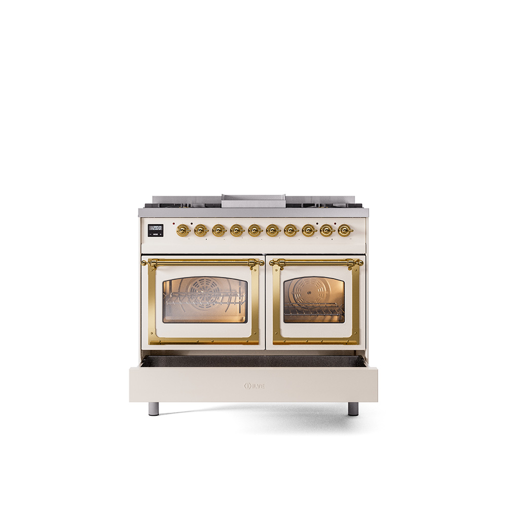 ILVE_UND40FNMPAWG_Nostalgie_II_40"_Dual_Fuel_Range_drawer_opened