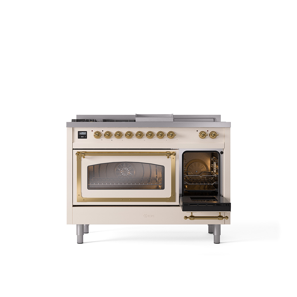 ILVE_UN48FSNMPAWG_Nostalgie_II_48"_Dual_Fuel_Range_side_oven_door_opened
