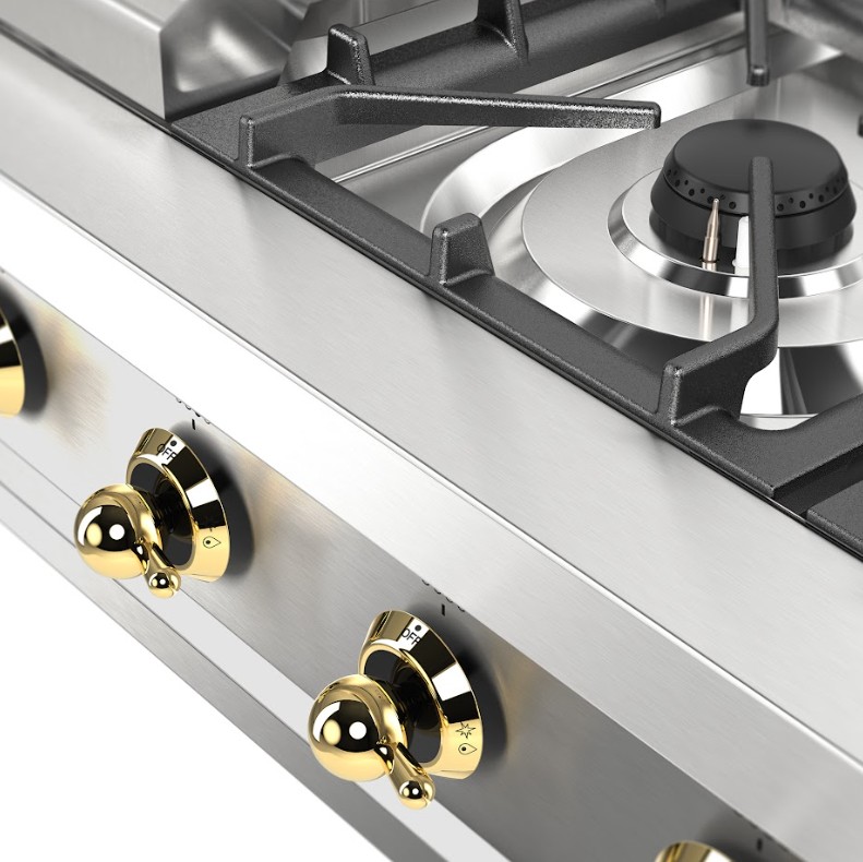 ILVE UHCP36FNSSG close up on knobs
