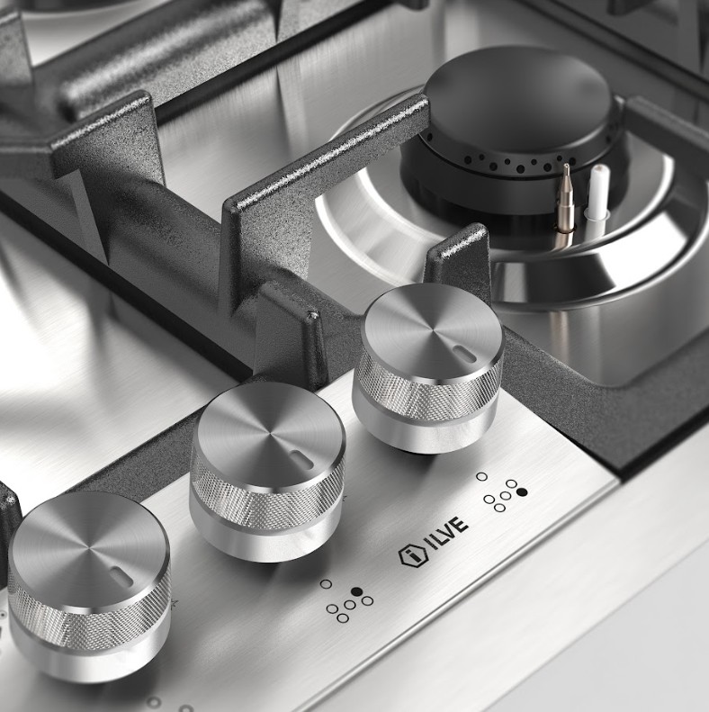 ILVE UHCPT95SS close up on knobs