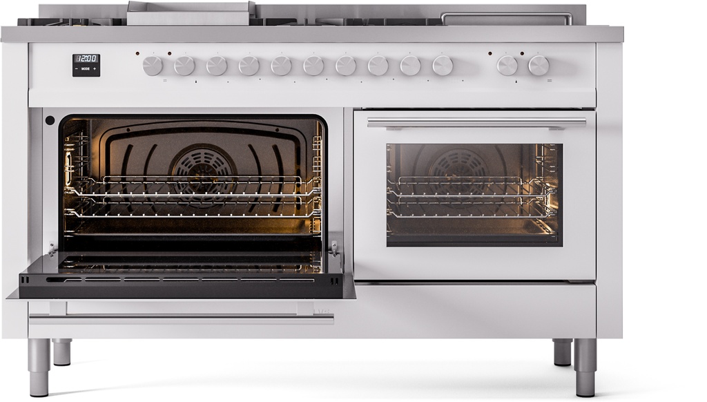 ILVE UP60FSQMPSS Professional Plus II 60" Dual Fuel Range, main oven door opened