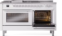 ILVE UP60FSQMPSS Professional Plus II 60" Dual Fuel Range, side oven door opened