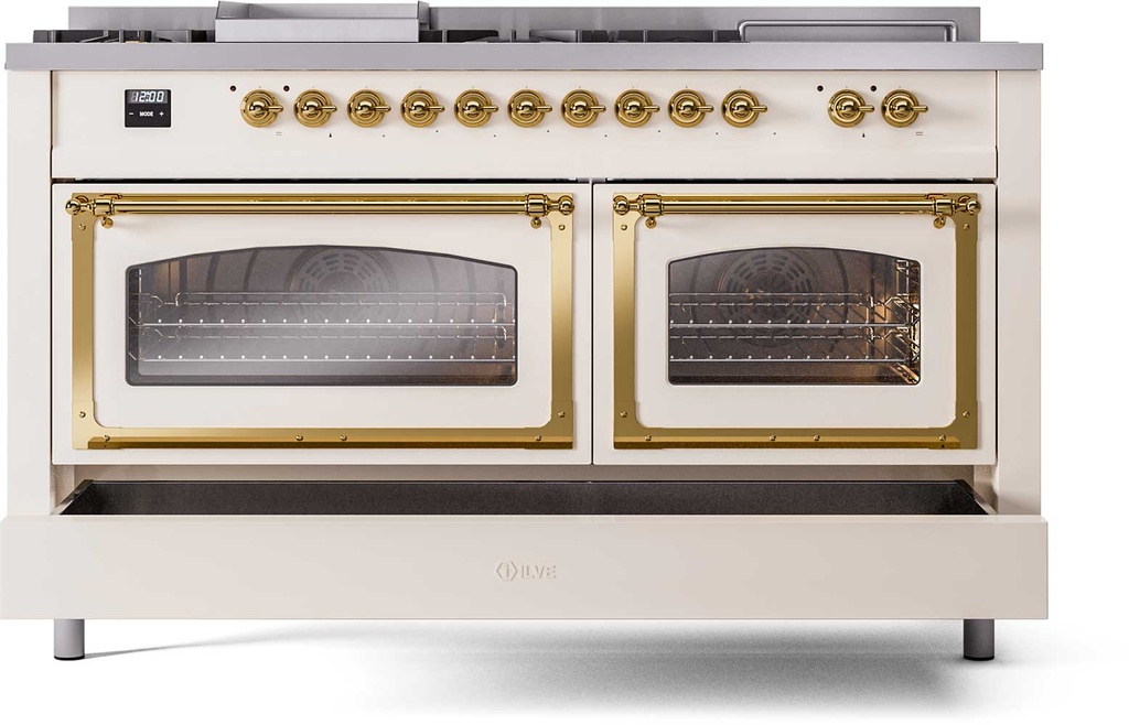 ILVE_UN60FSNMPAWG_Nostalgie_II_60"_Dual_Fuel_Range_drawer_opened