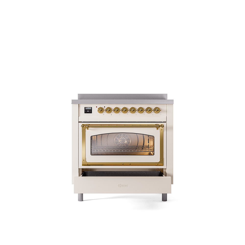 ILVE_UNI366NMPAWG_Nostalgie_II_36"_Induction_Range_drawer_opened