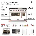 ILVE UM48FS Majestic III 48 inch Dual Fuel Range with 5 Black Brass Burners, Griddle and French Top, Dual Function Burner up to 25,000 BTU