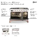 ILVE UM48FS Majestic III 48 inch Dual Fuel Range with 5 Black Brass Burners, Griddle and French Top, Dual Function Burner up to 25,000 BTU