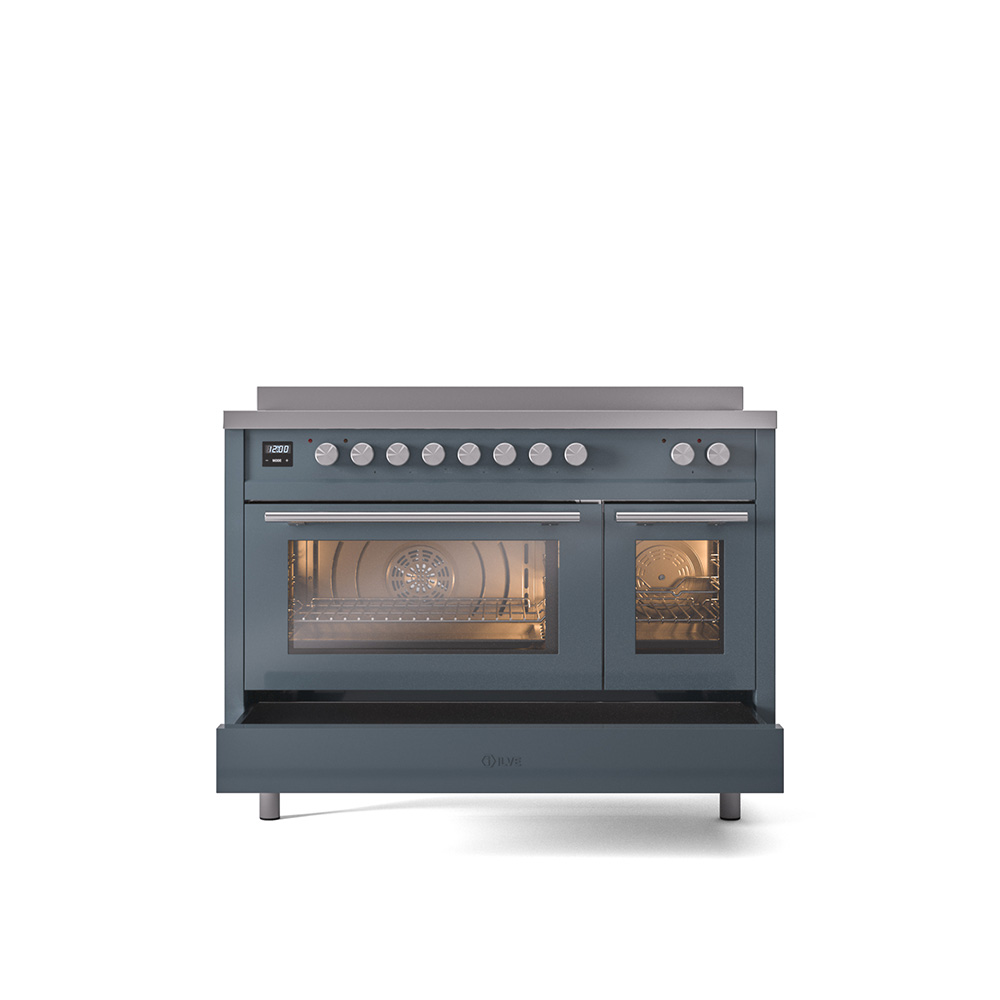 ILVE_UPI486WMPBG_Professional_Plus_II_30"_Dual_Fuel_Range_drawer_opened