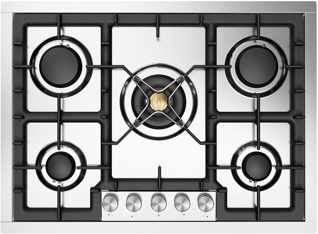ILVE UHCPT75 Professional Plus II 30 inch Built-In Gas Cooktop with 5 Burners, in Stainless Steel