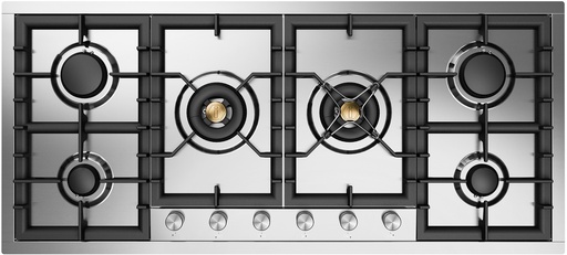 [UHCPT125SS] ILVE UHCPT125 Professional Plus II 48 inch Built-In Gas Cooktop with Total Black Brass Burners, in Stainless Steel (6 Sealed Burners, Natural Gas)