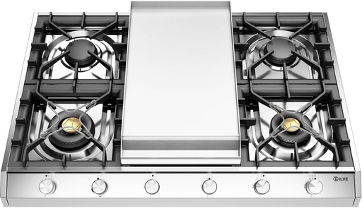 [UHCP965FSS] ILVE UHCP965F Professional Plus II 36 inch Built-In Gas Cooktop with Griddle, in Stainless Steel   (Natural Gas)