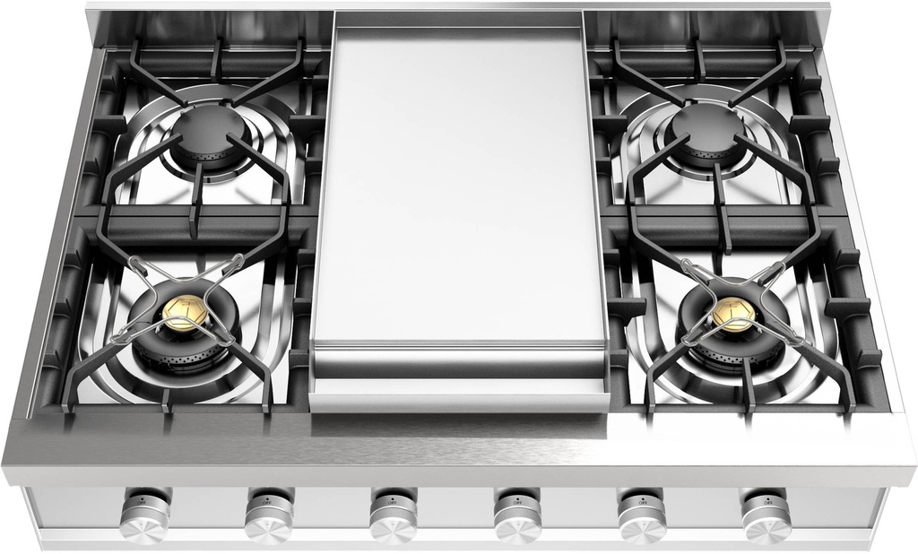 ILVE UHCP36F Professional Plus II 36 inch Built-In Gas Rangetop with Griddle, in Stainless Steel 