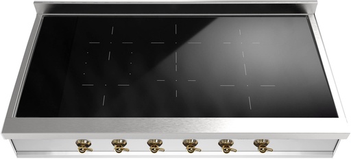 [UHCPI486NSSG] ILVE UHCPI486N Nostalgie II 48 inch Built-In Induction Rangetop with 6 Elements, Stainless Steel (Brass)