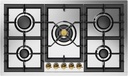 ILVE UHCPT95N Nostalgie II 36 inch Built-In Gas Cooktop with Total Black Brass Burners, in Stainless Steel 
