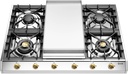 ILVE UHCP965FN Nostalgie II 36 inch Built-In Gas Cooktop with Griddle, in Stainless Steel