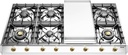 ILVE UHCP1265FN Nostalgie II 48 inch Gas Cooktop with 8 Burners, Griddle, in Stainless Steel 