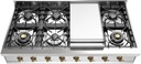 ILVE UHCP48FN Nostalgie II 48 inch Built-In Gas Rangetop with Griddle, in Stainless Steel
