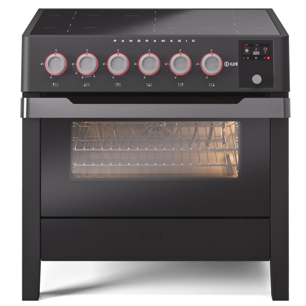 ILVE UPMI09S3MK Panoramagic 36 inch Induction Range with 6 Elements (Matte Black)