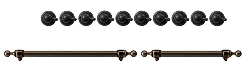 ILVE Burnished Knobs and Handles Bundle for 40 inch Nostalgie Dual Fuel