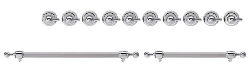 ILVE Chrome Knobs and Handles Bundle for 40 inch Nostalgie Dual Fuel