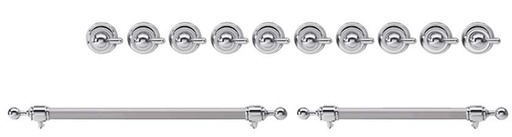 [EN40C62211] ILVE Chrome Knobs and Handles Bundle for 40 inch Nostalgie Dual Fuel