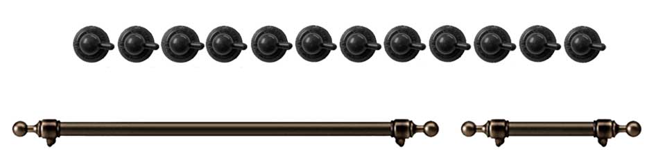 ILVE Burnished Knobs and Handles Bundle for 48 inch Nostalgie Dual Fuel with Griddle