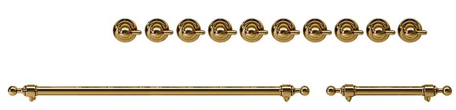 ILVE Brass Knobs and Handles Bundle for 48 inch Nostalgie Dual Fuel with Frenchtop