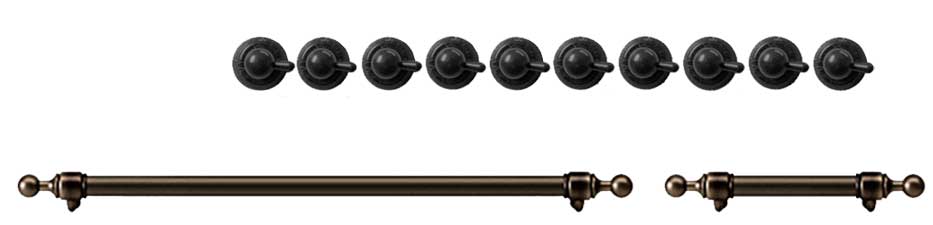 ILVE Burnished Knobs and Handles Bundle for 48 inch Nostalgie Dual Fuel with Frenchtop