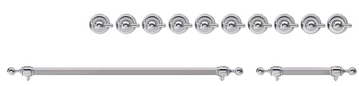 [EN48C62211] ILVE Chrome Knobs and Handles Bundle for 48 inch Nostalgie Dual Fuel with Frenchtop