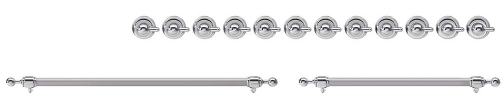 ILVE Chrome Knobs and Handles Bundle for 60 inch Nostalgie Dual Fuel with Griddle/Frenchtop