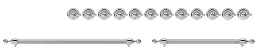 [EN60C82211] ILVE Chrome Knobs and Handles Bundle for 60 inch Nostalgie Dual Fuel with Griddle/Frenchtop