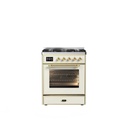 ILVE UM30D Majestic II 30 inch Dual Fuel Range with 5 Black Brass Burners