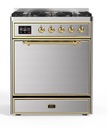 ILVE UM30D Majestic II 30 inch Dual Fuel Range with 5 Black Brass Burners